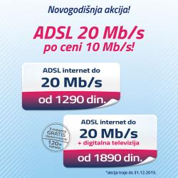 NovogodiÅ¡nja akcija BeotelNeta - ADSL internet brzine do 20 Mb/s po ceni 10 Mb/s